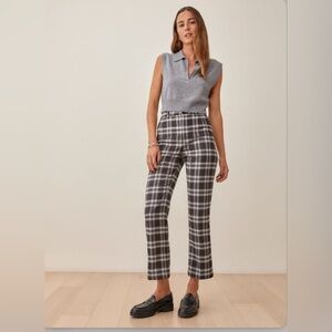 Reformation Franklin high-rise straight-leg pant in black plaid